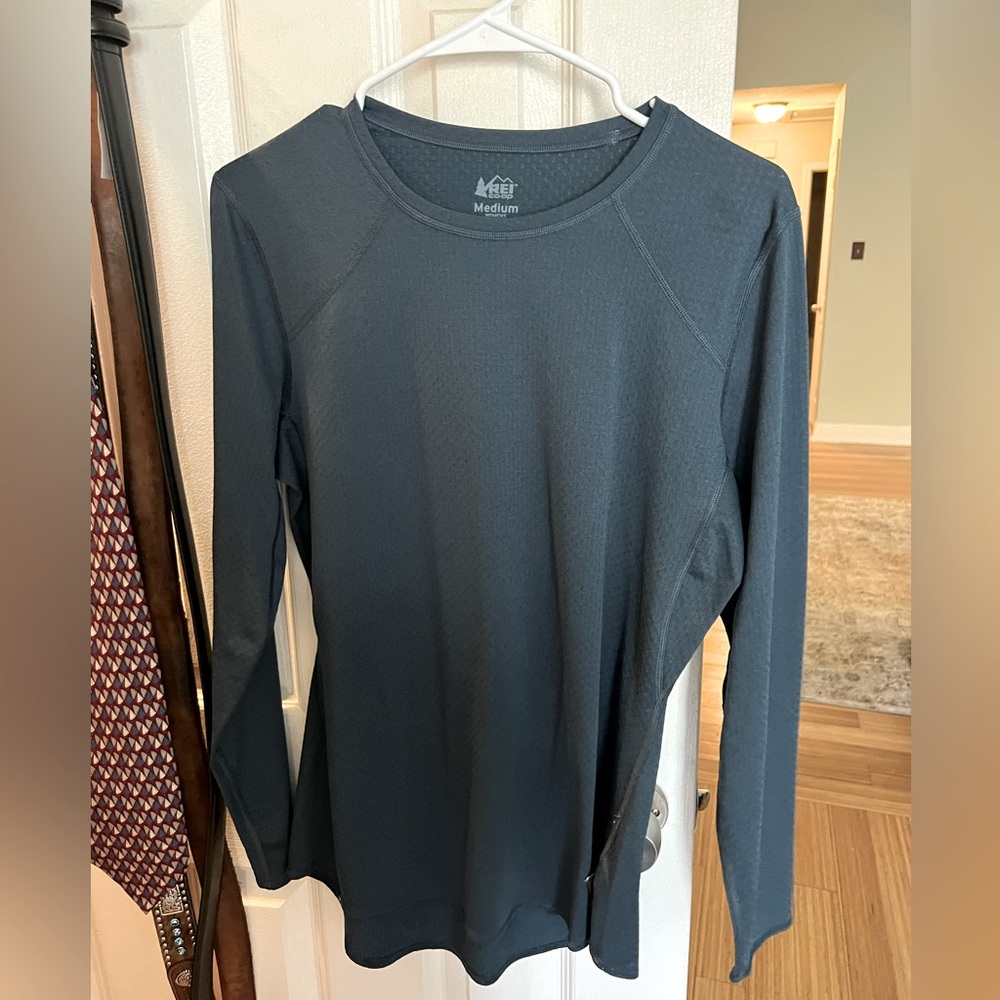 REI teal long-sleeve!